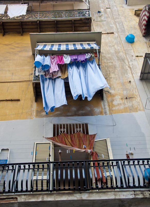 Intimacy under the wires, laundry, Italy, Naples, Napoli